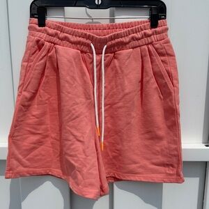 MONROW 90's Classic Sweat Short in Faded Rust NWT Women’s Large Organic Cotton